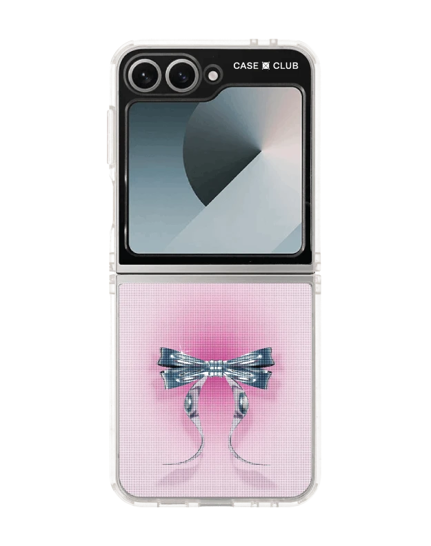 เคสใส samsung galaxy z flip 6 ริบบิ้นฮาล์ฟโทนสีฟ้าชมพู